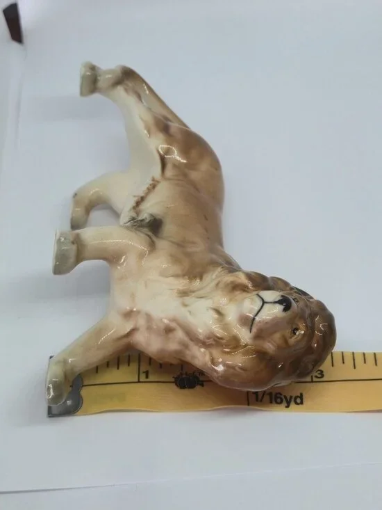 Hand Decorated Vintage Ceramic Lion Figurine Brown Glaze MCM Japan Statue Decor - Picture 12 of 12